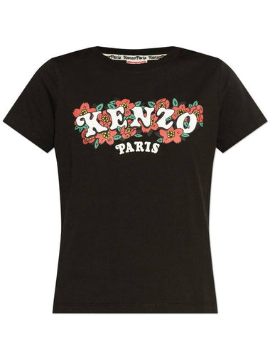 Kenzo T-shirt With Print, Women's, Black - KENZO - BALAAN 1