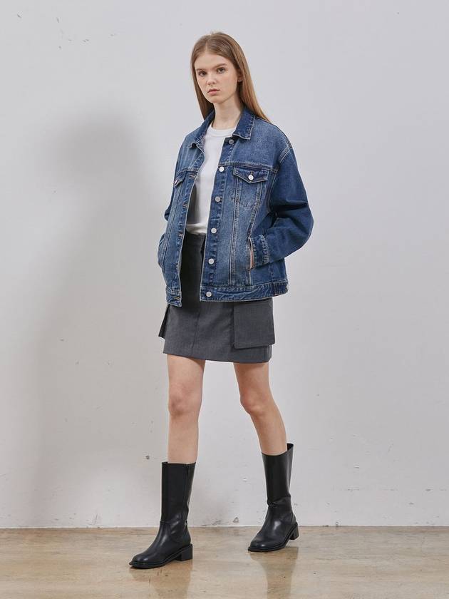 Denim overfit basic trucker jacket indigo - RYUL+WAI: - BALAAN 3