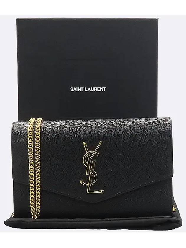 607788 YSL gold logo black caviar envelope uptown chain cross bag - SAINT LAURENT - BALAAN 1