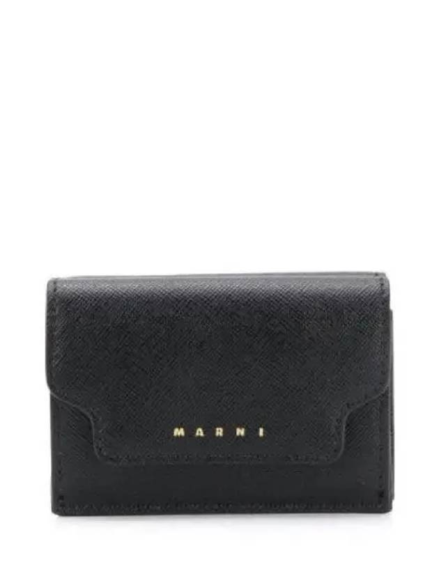 Logo Leather Half Wallet Black - MARNI - BALAAN 2