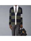 Pattern Intarsia Stripe Cardigan Dark Green - THOM BROWNE - BALAAN 6