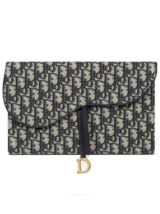 Saddle Pouch Blue  Oblique Jacquard - DIOR - BALAAN 2