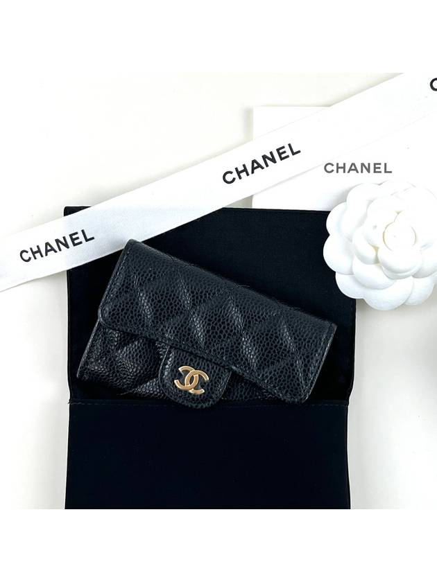 Classic Grained Calfskin Card Wallet Black - CHANEL - BALAAN 3