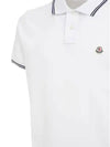 Logo patch two tone striped collar polo t shirt white 8A00010 84556 001 - MONCLER - BALAAN 2