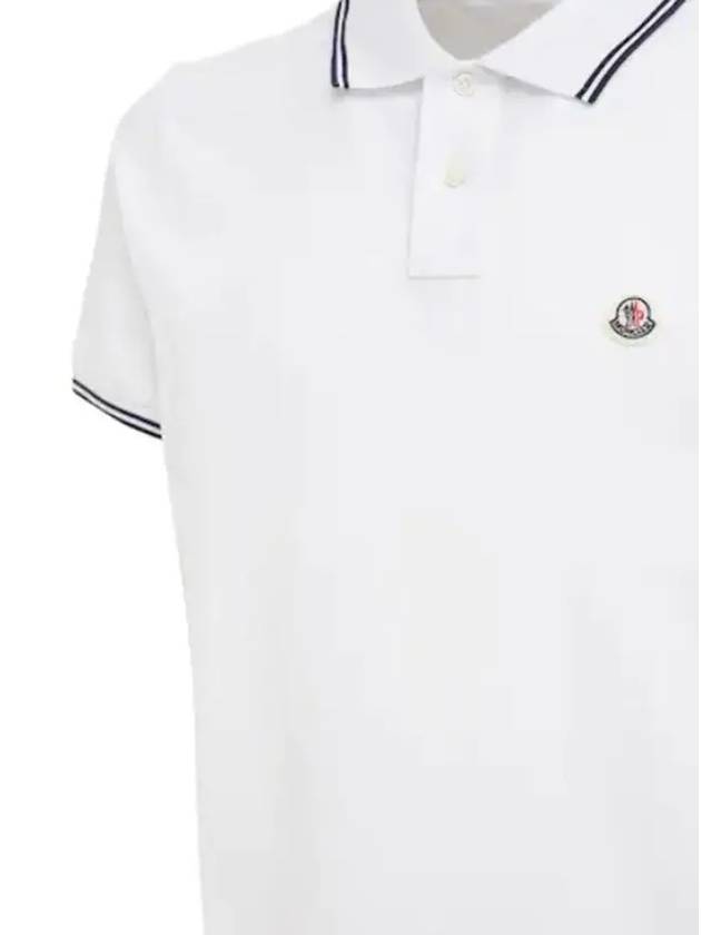 Logo patch two tone striped collar polo t shirt white 8A00010 84556 001 - MONCLER - BALAAN 2