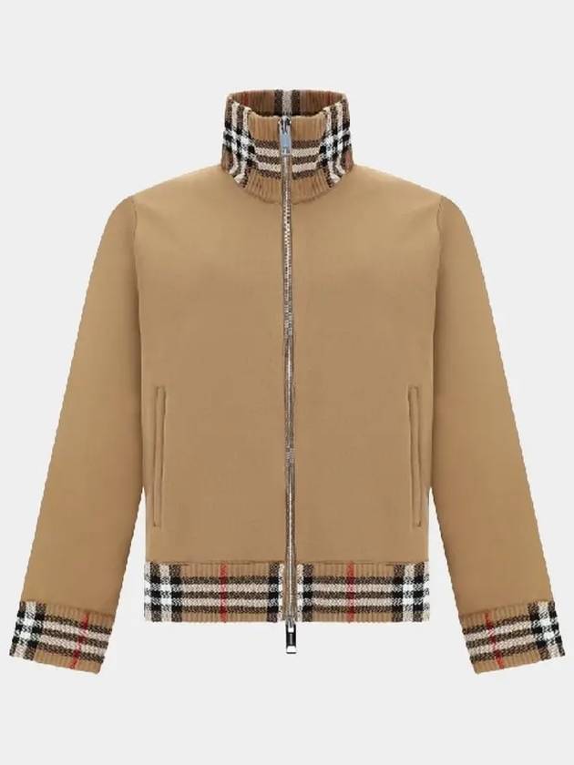 Men's Check Trim Track Jacket Camel - BURBERRY - BALAAN 2