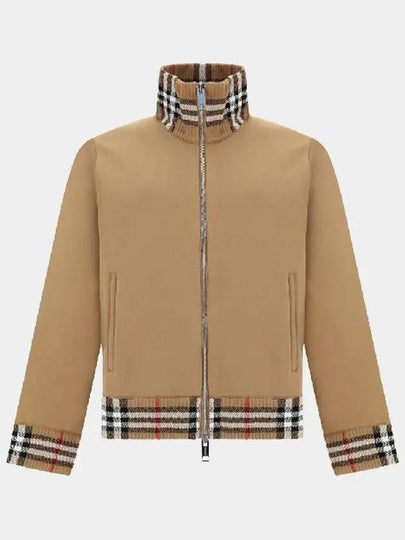 Men's Check Trim Track Jacket Camel - BURBERRY - BALAAN 2