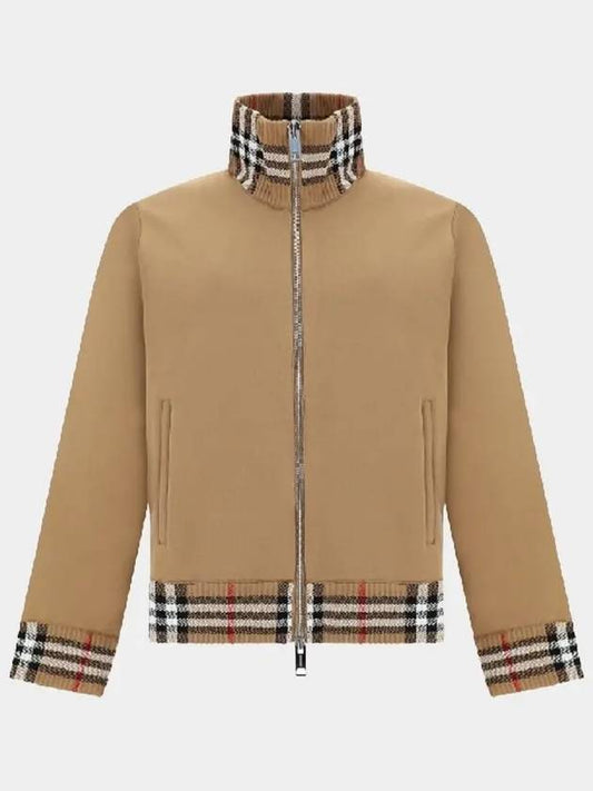 Men's Check Trim Track Jacket Camel - BURBERRY - BALAAN 2