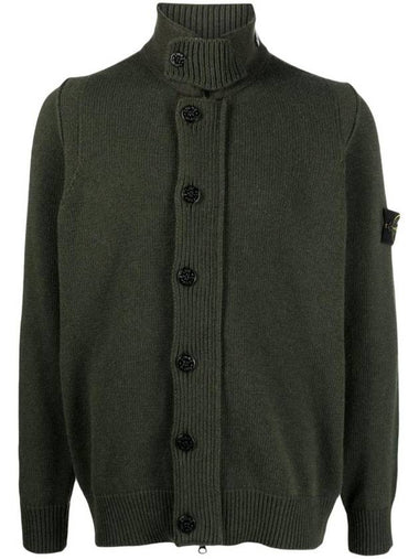 Lambswool Knit Cardigan Khaki - STONE ISLAND - BALAAN 1