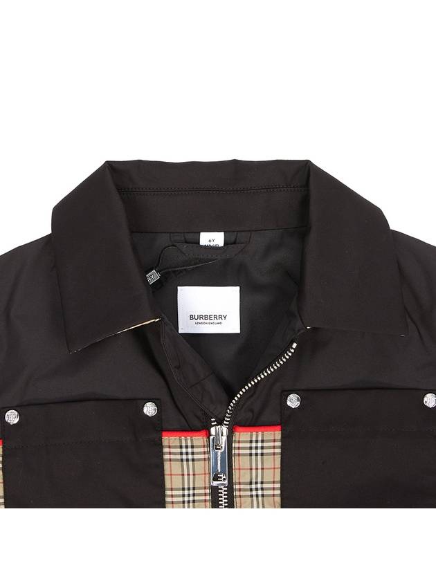 Kids Check Panel Harrington Zip up Jacket Black 8053690 12 14A Adults can wear - BURBERRY - BALAAN 6