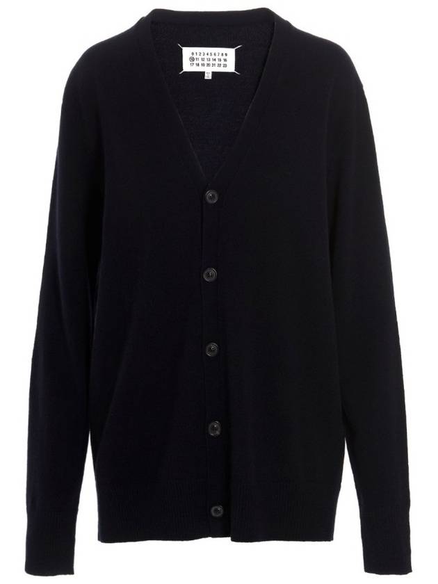 Signature Stitch V-neck Wool Cardigan Navy - MAISON MARGIELA - BALAAN 4