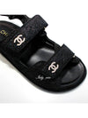 CC Logo Velcro Suede Kidskin Sandals Black - CHANEL - BALAAN.