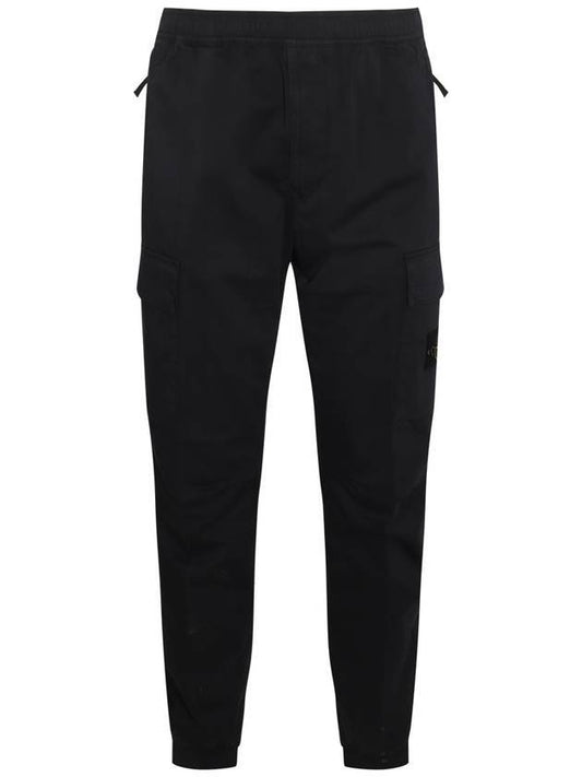 Stretch Cotton Wool Satin Cargo Straight Pants Navy - STONE ISLAND - BALAAN 1