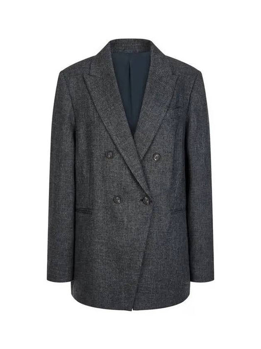 City Village 8th Anniversary 10 ePoint 9 8 Women s Linen Blend Double Jacket Charcoal 270142 - BRUNELLO CUCINELLI - BALAAN 1