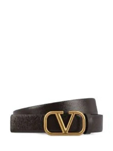 V Logo Signature Calfskin Leather Belt Brown - VALENTINO - BALAAN 1