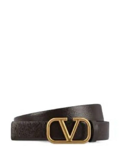 V Logo Signature Calfskin Leather Belt Brown - VALENTINO - BALAAN 2