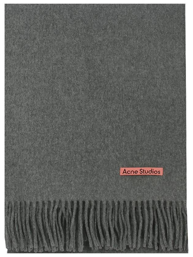 Logo Wool Fringe Scarf Grey - ACNE STUDIOS - BALAAN 2