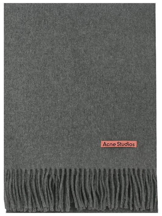 Logo Wool Fringe Scarf Grey - ACNE STUDIOS - BALAAN 2