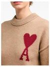 Big Heart Logo Knit Top Beige - AMI - BALAAN 8