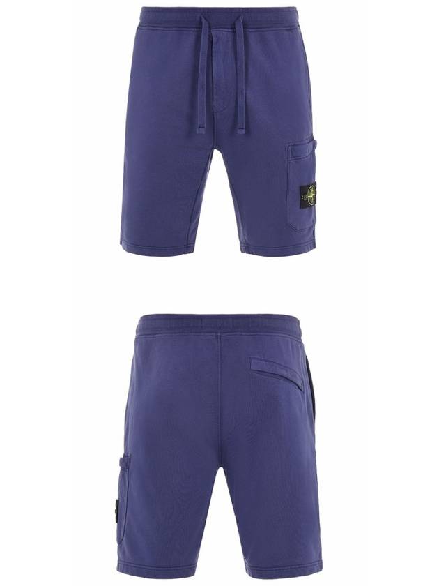 Waffen Patch  Fleece Bermuda Shorts Blue - STONE ISLAND - BALAAN 5