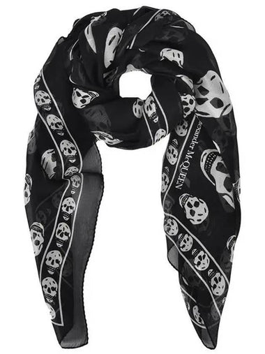 Skull Print Silk Scarf Black - ALEXANDER MCQUEEN - BALAAN 1