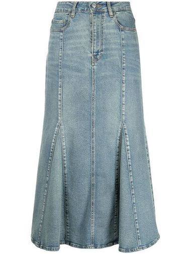 Logo Applique Denim Skirt J1375 - GANNI - BALAAN 1