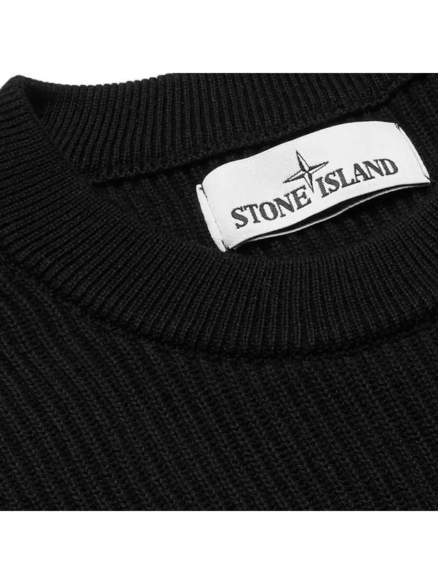 Men's Wappen Patch Cotton Knit Top Black - STONE ISLAND - BALAAN 5