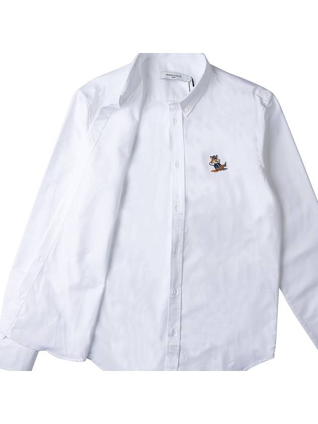 Maison Kitsune Men's Dressed Fox Patch Cotton Shirt KM00488WC2010 WH - MAISON KITSUNE - BALAAN 9