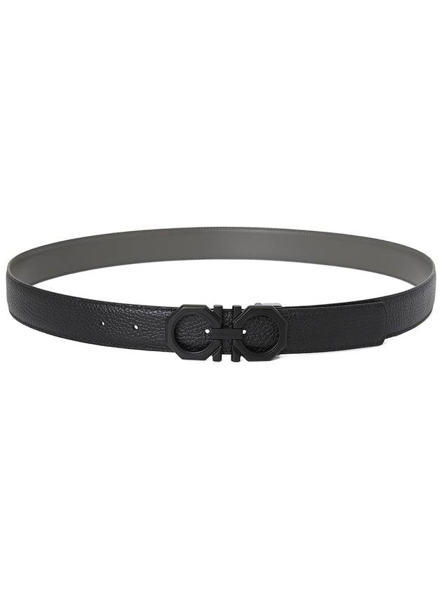 Reversible Gancini Leather Belt Black - SALVATORE FERRAGAMO - BALAAN 4