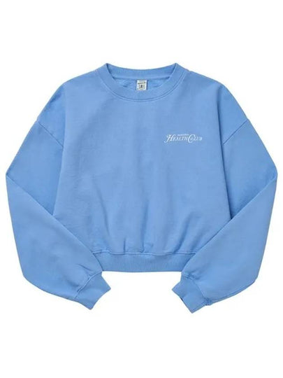 Women's Crop Logo Cotton Sweatshirt Blue - SPORTY & RICH - BALAAN 2