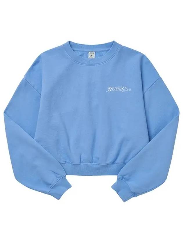 Women's Crop Logo Cotton Sweatshirt Blue - SPORTY & RICH - BALAAN 3