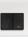 Pocket Organizer Taiga Leather Card Wallet Black - LOUIS VUITTON - BALAAN 3