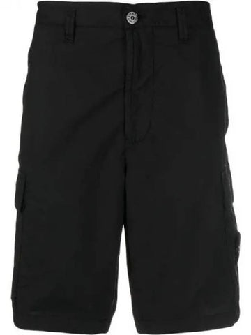 Men's Logo Patch Cargo Shorts Black - STONE ISLAND - BALAAN 1