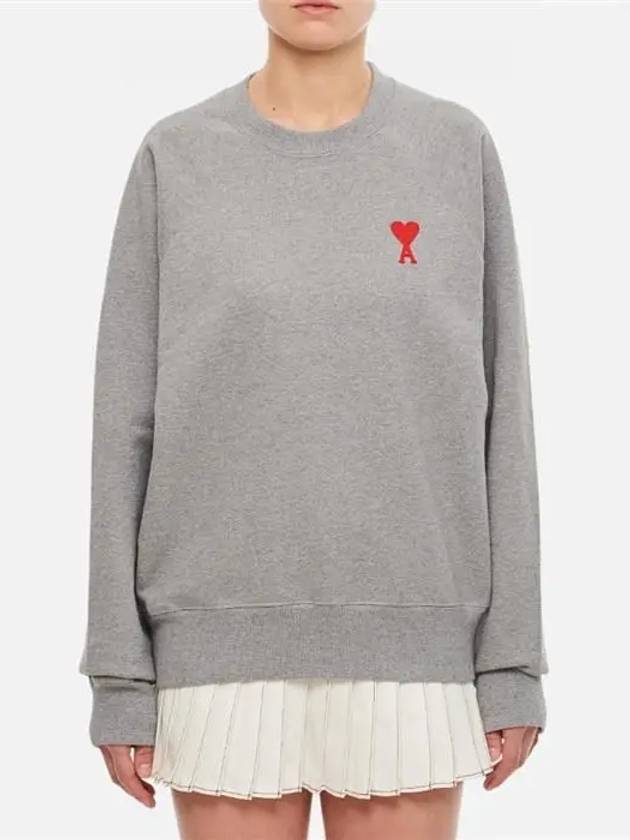 Cotton Heart Logo Sweatshirt Grey - AMI - BALAAN 8