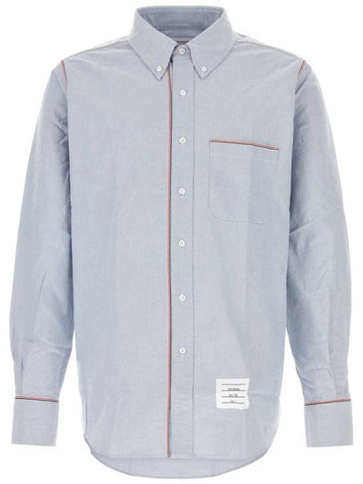 Oxford Grosgrain Framing Long Sleeve Shirt Light Blue - THOM BROWNE - BALAAN 2