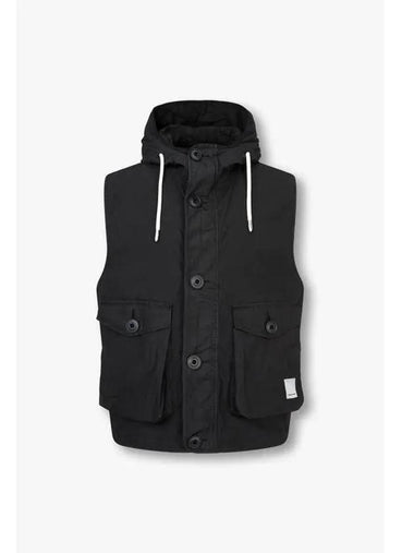 Men s Double Closure Hooded Vest Black - EMPORIO ARMANI - BALAAN 1