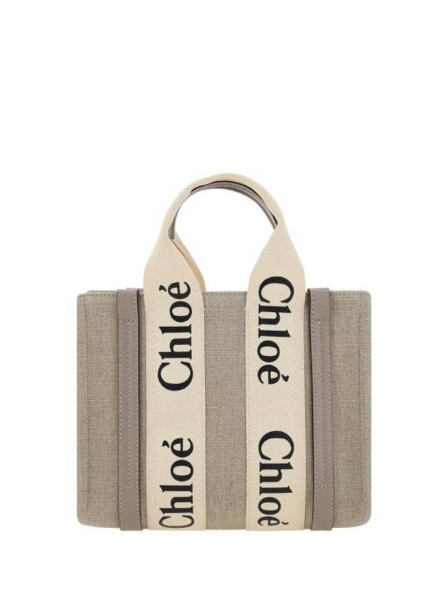 Woody Small Canvas Tote Bag Musk Grey - CHLOE - BALAAN 1