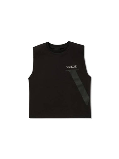 Padded Shoulder Logo Sleeveless Black - VAEKCIE - BALAAN 1