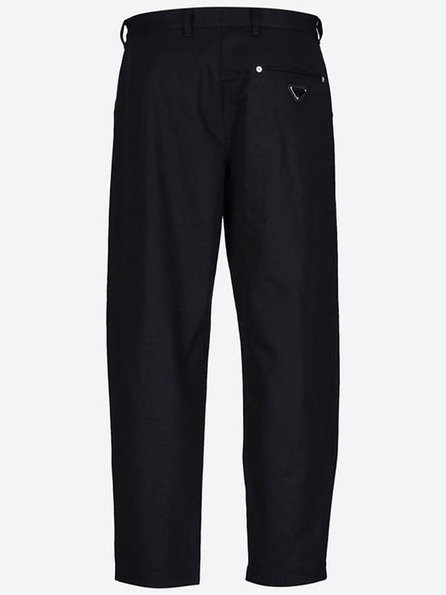 Triangle Logo Cotton Straight Pants Black - PRADA - BALAAN 3