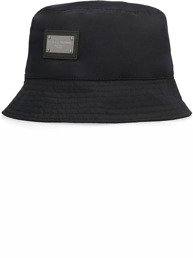 Branded Plate Nylon Bucket Hat Black - DOLCE&GABBANA - BALAAN 3