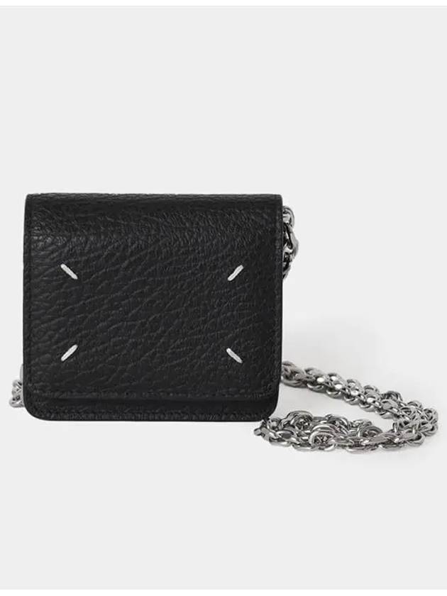 Embroidery Logo Chain Cald Wallet Black - MAISON MARGIELA - BALAAN 5