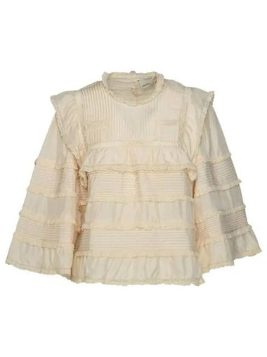 Zalmara Lace Striped Silk Blouse Beige - ISABEL MARANT - BALAAN 1