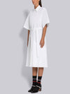 Belted Poplin Cotton Midi Dress White - THOM BROWNE - BALAAN 3