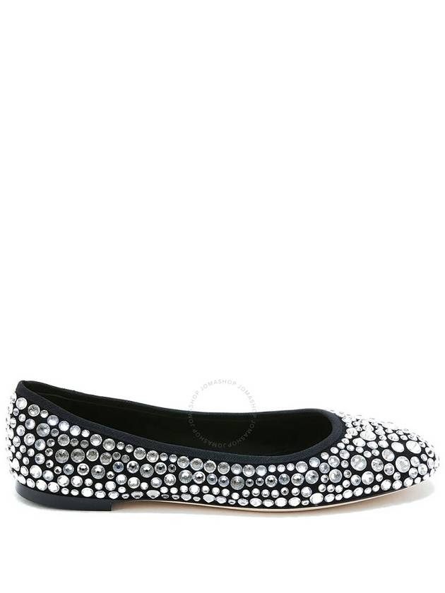 Giuseppe Zanotti Ladies Amur Crystal Suede Ballerina Flats, Brand Size 35 ( US Size 5 ) - GIUSEPPE ZANOTTI - BALAAN 1