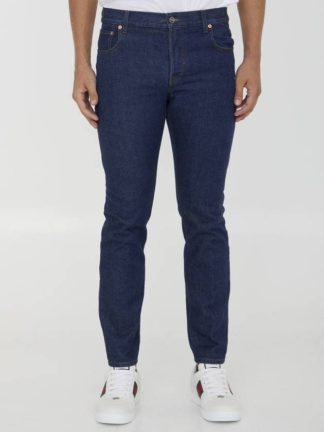 Tapered Denim Jeans Indigo - GUCCI - BALAAN 2