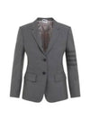 Women's Diagonal Stripe Single Breasted Wool Blazer Jacket Grey - THOM BROWNE - BALAAN 2