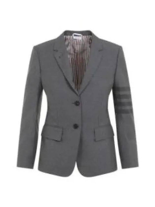 Women's Diagonal Stripe Single Breasted Wool Blazer Jacket Grey - THOM BROWNE - BALAAN 2