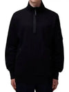 Diagonal Raised Fleece Half Zipped Sweatshirt Black - CP COMPANY - BALAAN 2