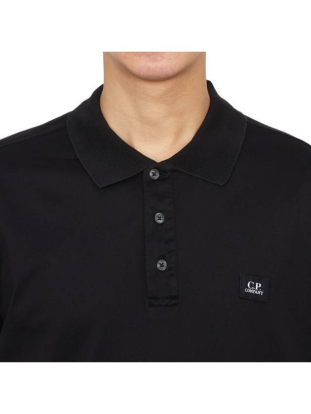 Logo Patch Polo Shirt Black - CP COMPANY - BALAAN 6