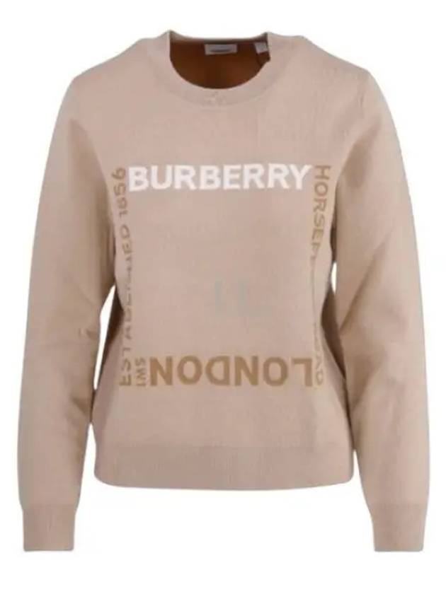 Alain Logo Knit Top Beige - BURBERRY - BALAAN 2